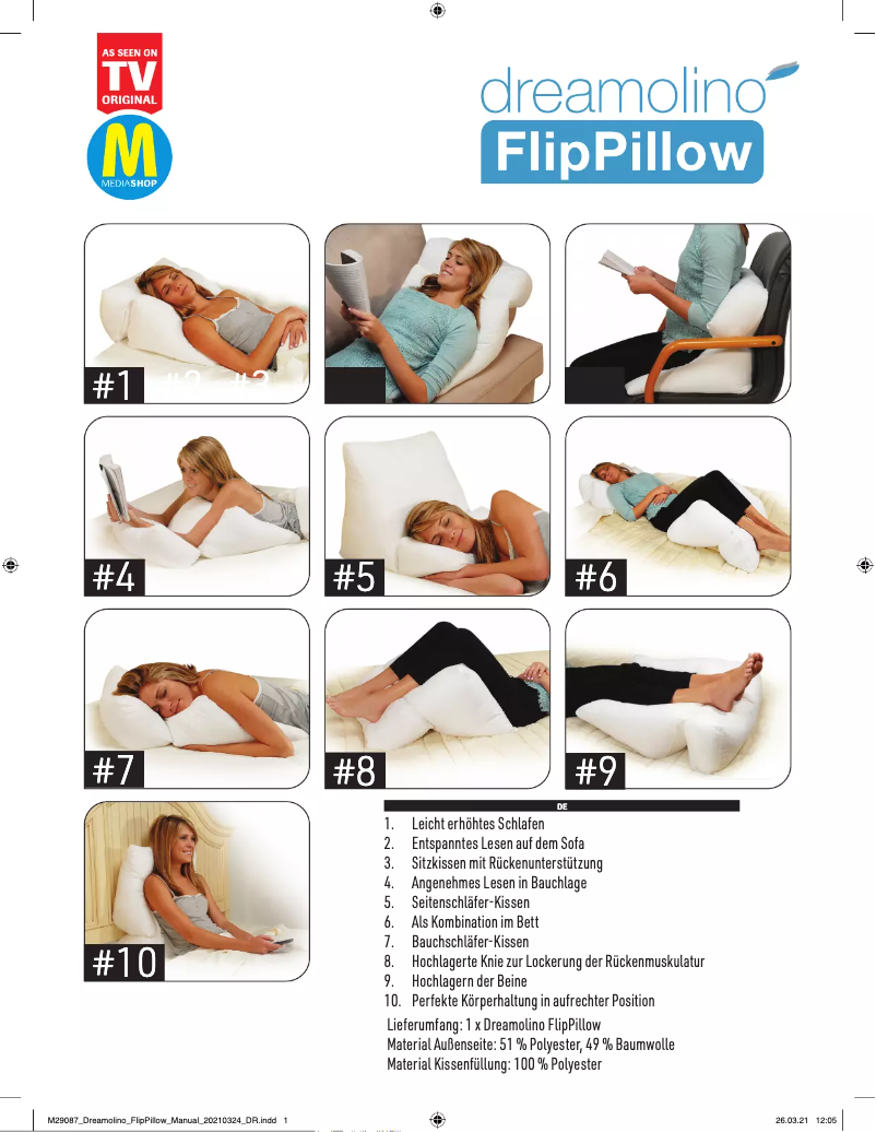 Page n°1 - Manuel utilisateur Dreamolino FlipPillow