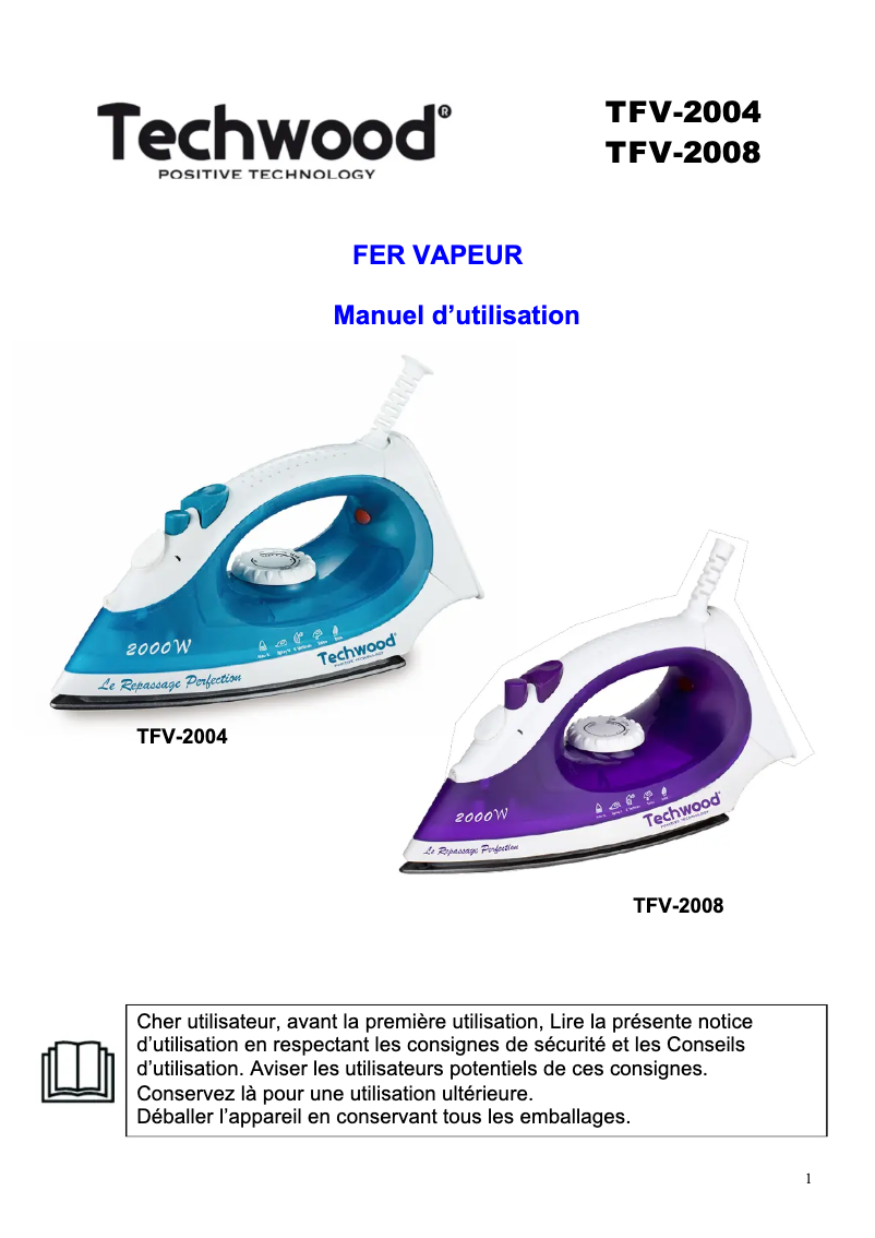 Page 1 de la notice Manuel utilisateur Techwood TFV-2405C