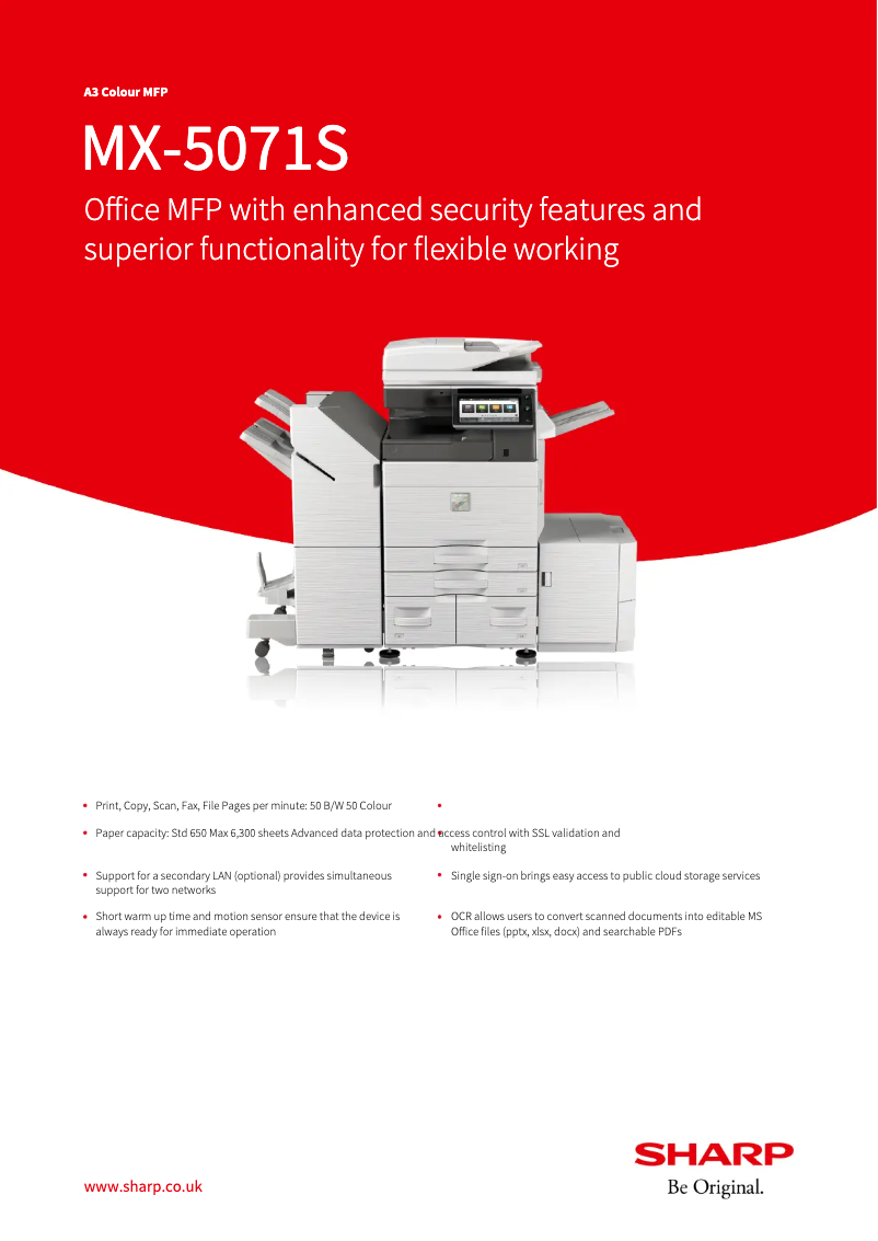 Page 1 of the manual Technical Sheet Sharp MX-5071S