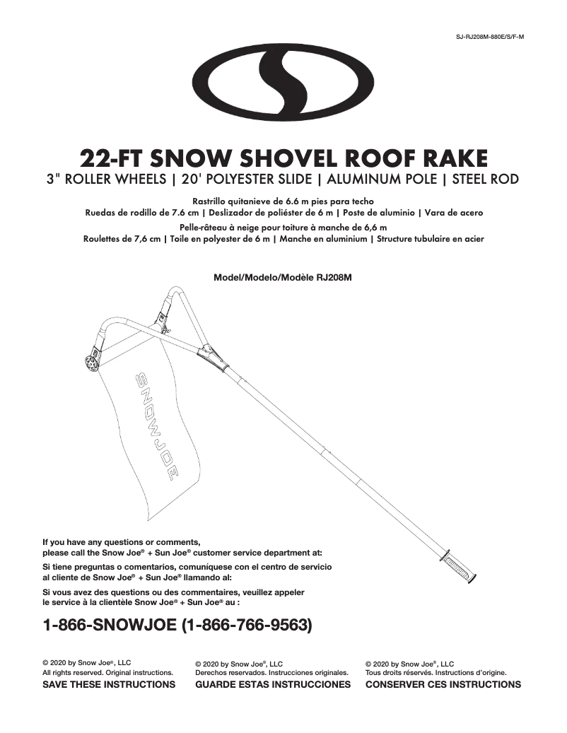 Page n°1 - Manuel utilisateur Snow Joe RJ208M