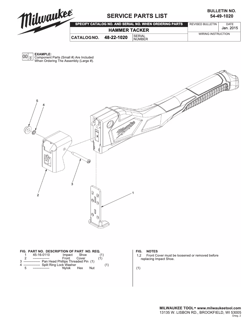 Page 1 de la notice Manuel utilisateur Milwaukee 48-22-1020