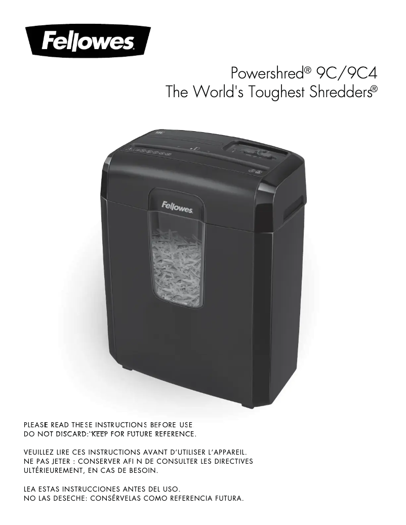 Page n°1 - Manuel utilisateur Fellowes Powershred 9C4