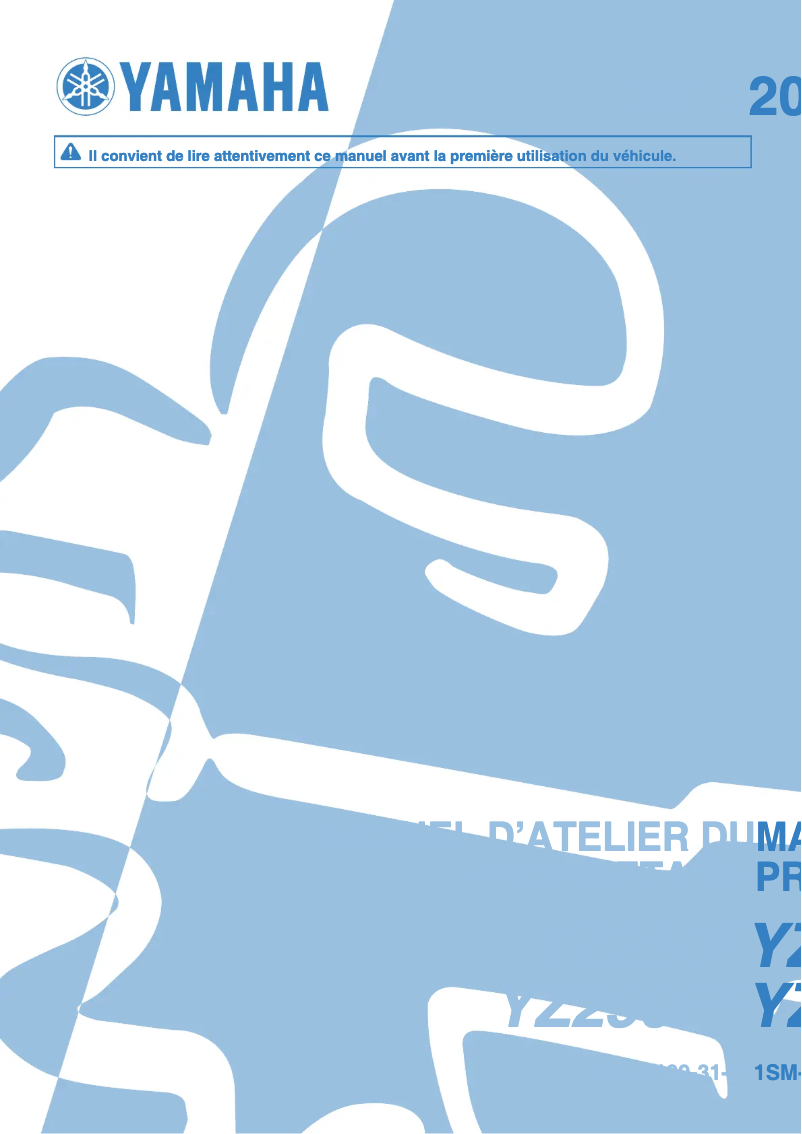 Image de la première page du manuel de l'appareil YZ250F (2015)