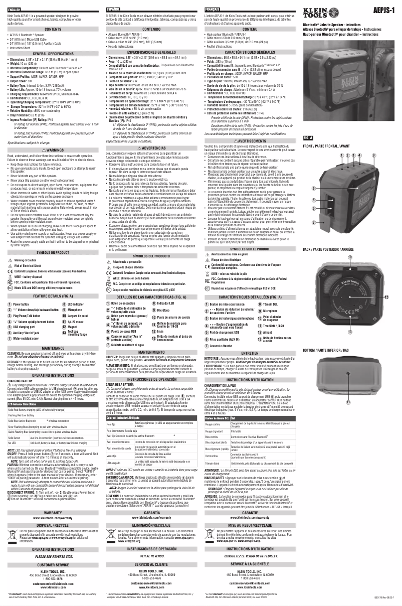 Page 1 de la notice Guide d'installation Klein Tools AEPJS-1
