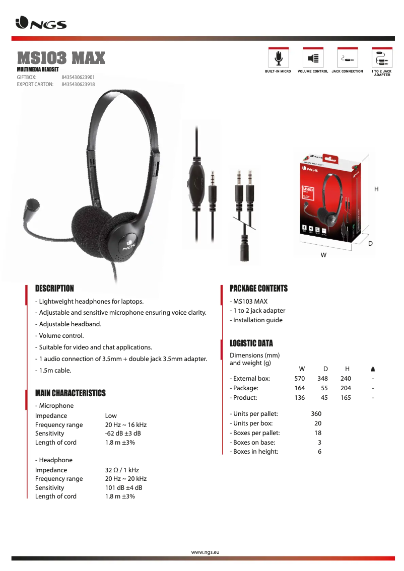 Image de la première page du manuel de l'appareil MS103 MAX