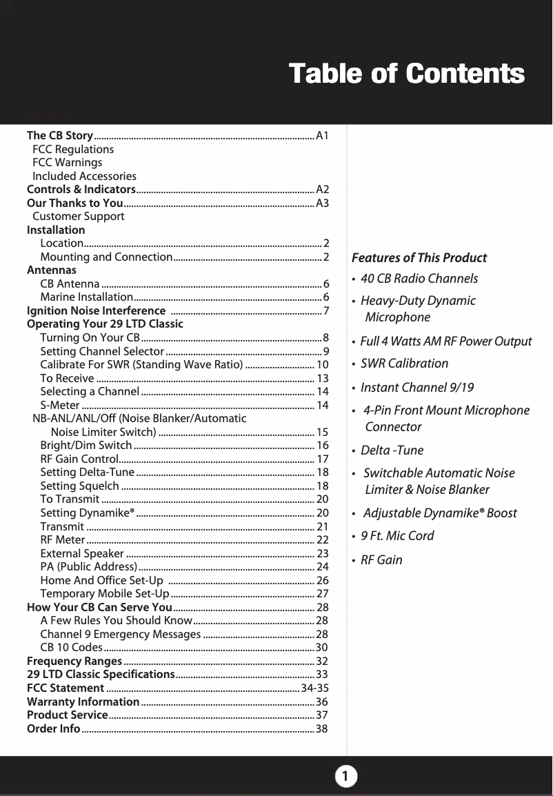 Página 1 del manual Manual de usuario Cobra 29 LTD Classic