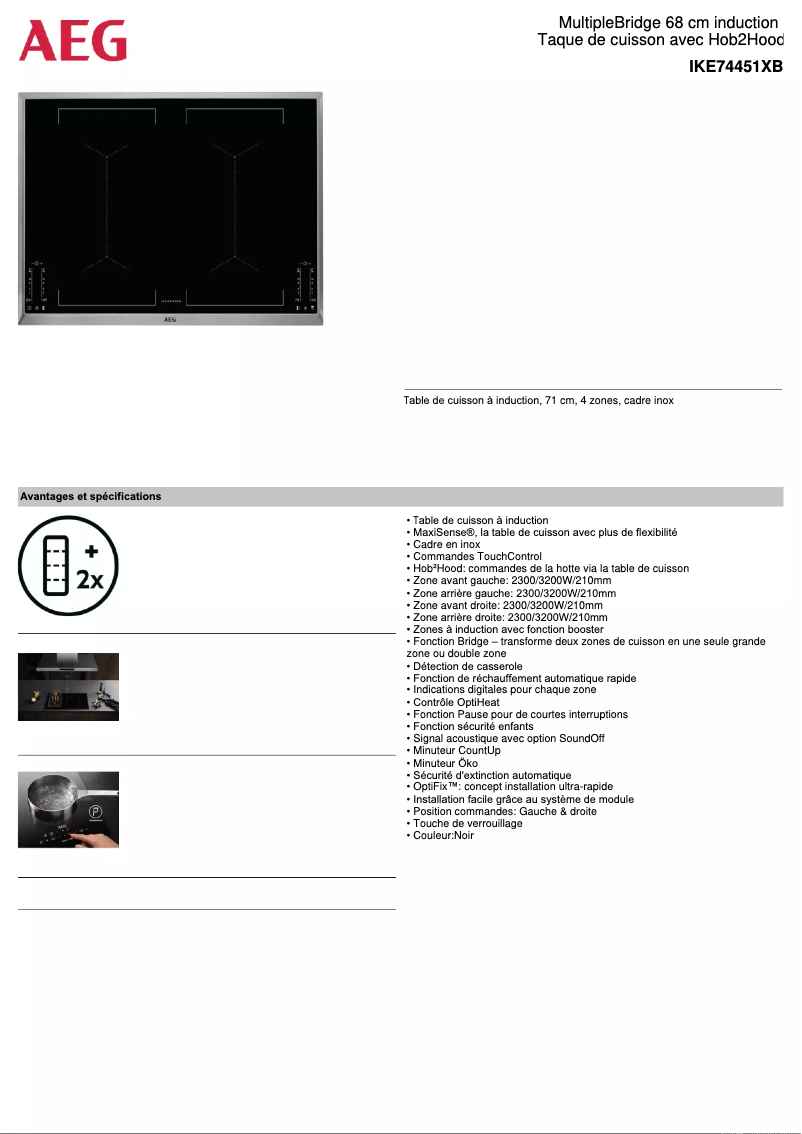 Page n°1 - Fiche technique AEG IKE74451XB