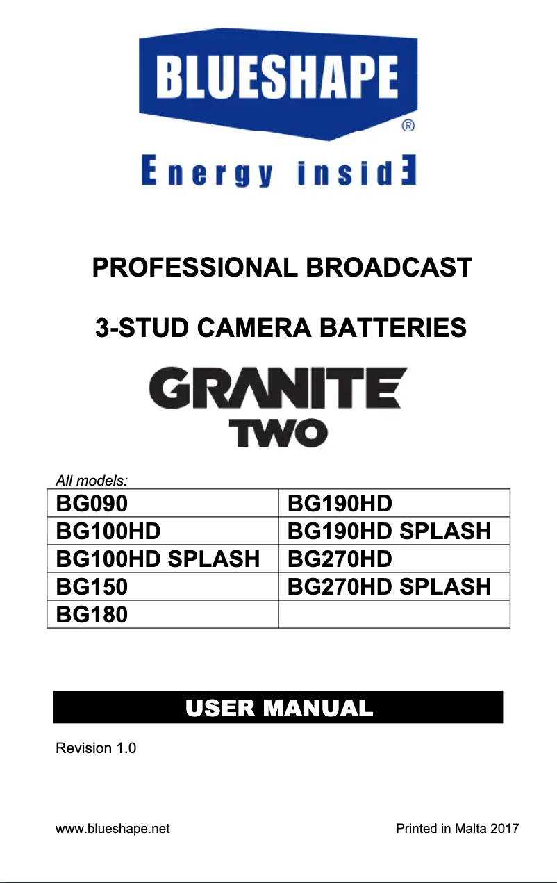 Image de la première page du manuel de l'appareil Granite HDplus