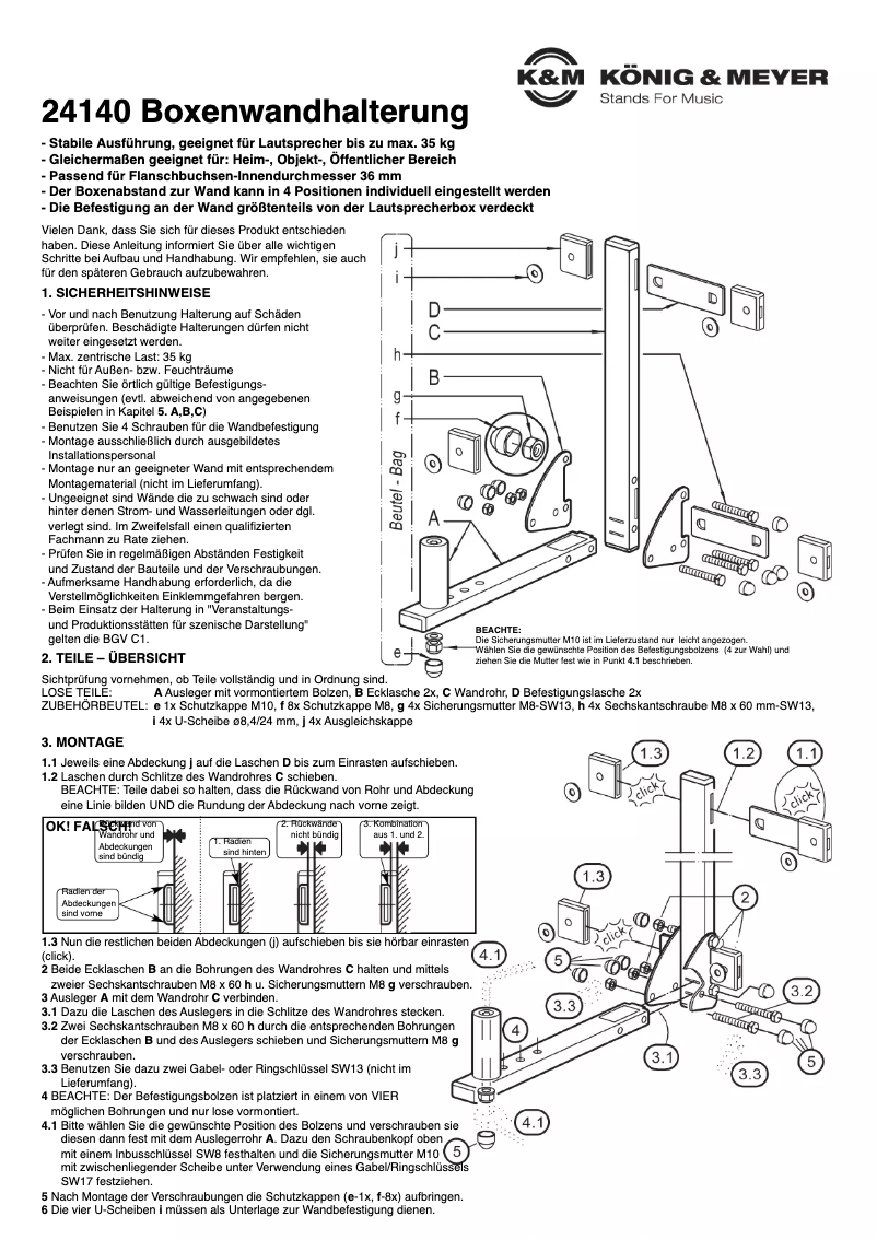 Page 1 de la notice Manuel utilisateur Konig & Meyer 24140