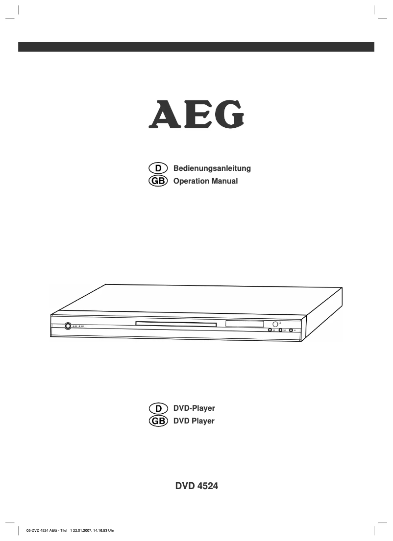 Página 1 del manual Manual de usuario AEG DVD 4524