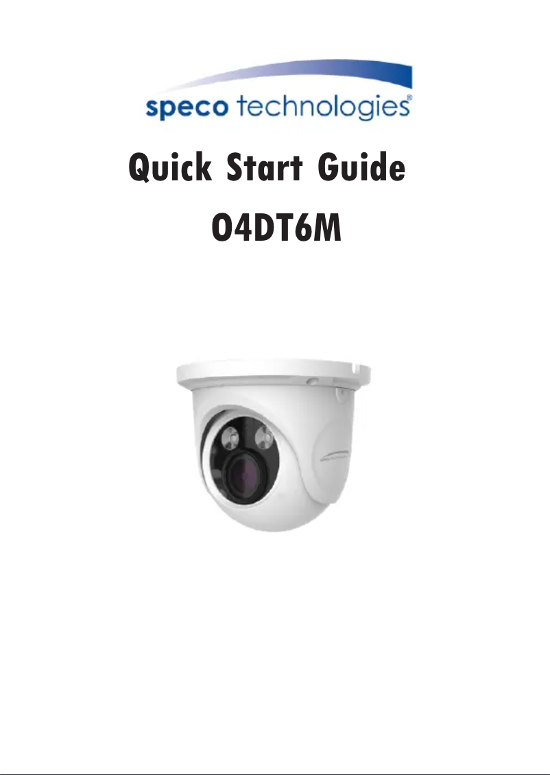 Page 1 de la notice Guide de démarrage rapide Speco Technologies O4DT6M