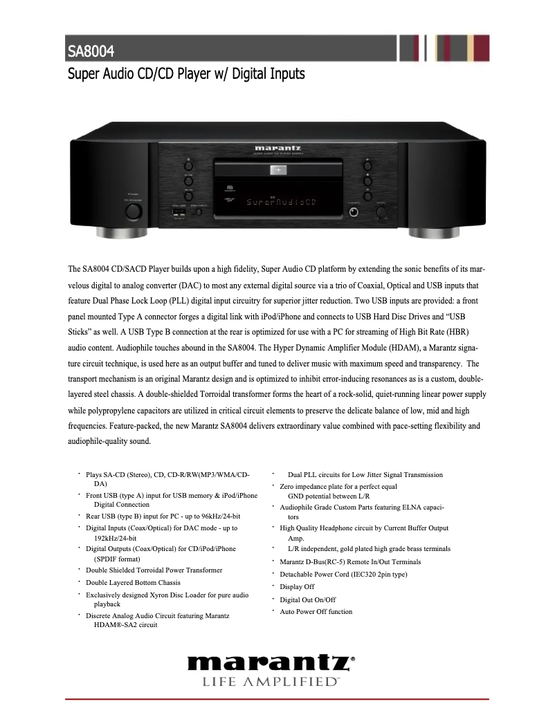 Image de la première page du manuel de l'appareil SA8004