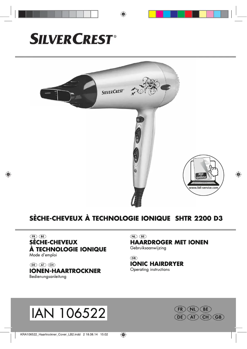Page n°1 - Manuel utilisateur SilverCrest SHTR 2200 D3