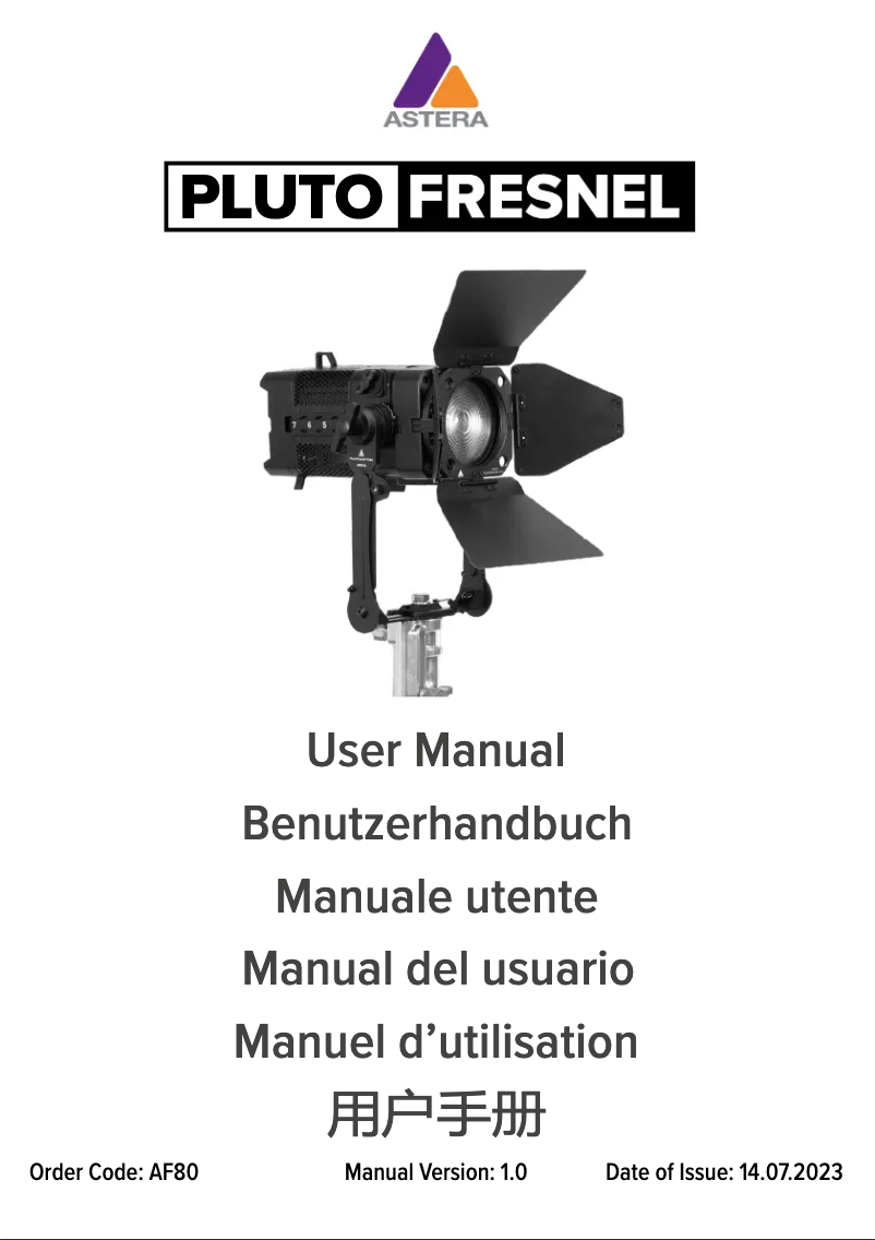 Image de la première page du manuel de l'appareil Pluto Fresnel