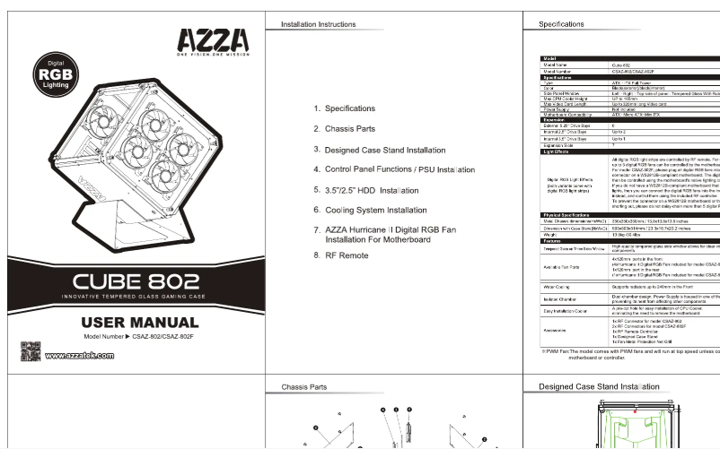 Page 1 de la notice Manuel utilisateur Azza Cube 802