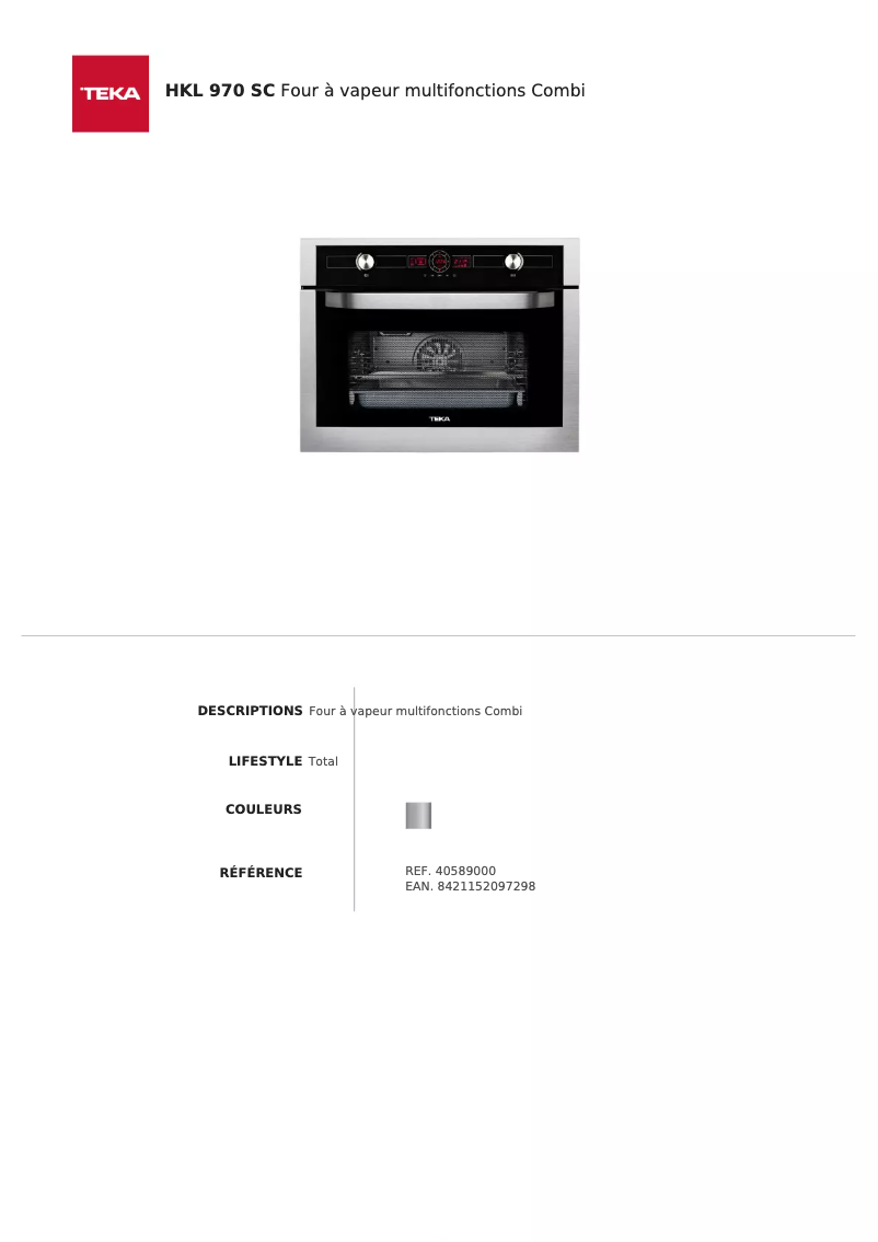 Page n°1 - Fiche technique Teka HKL 970 SC