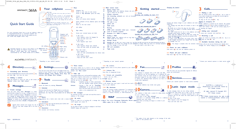 Page n°1 - Manuel utilisateur Alcatel One Touch 361A