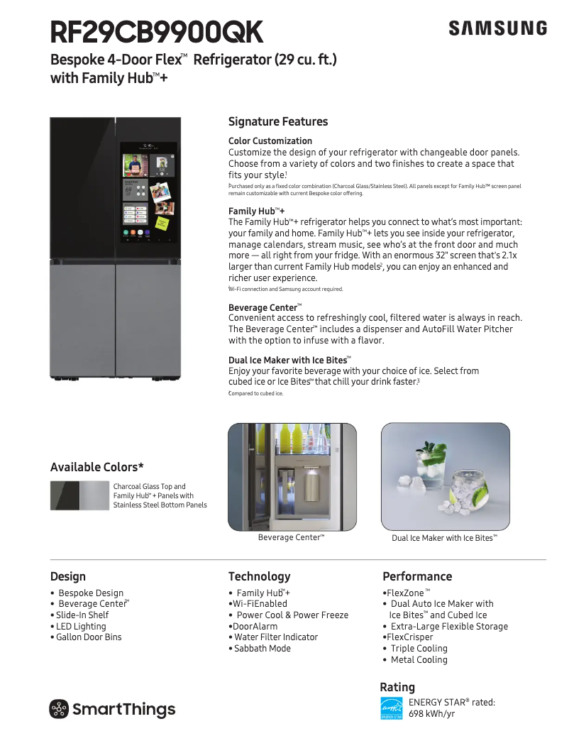 Página 1 del manual Ficha técnica Samsung RF29CB9900QK