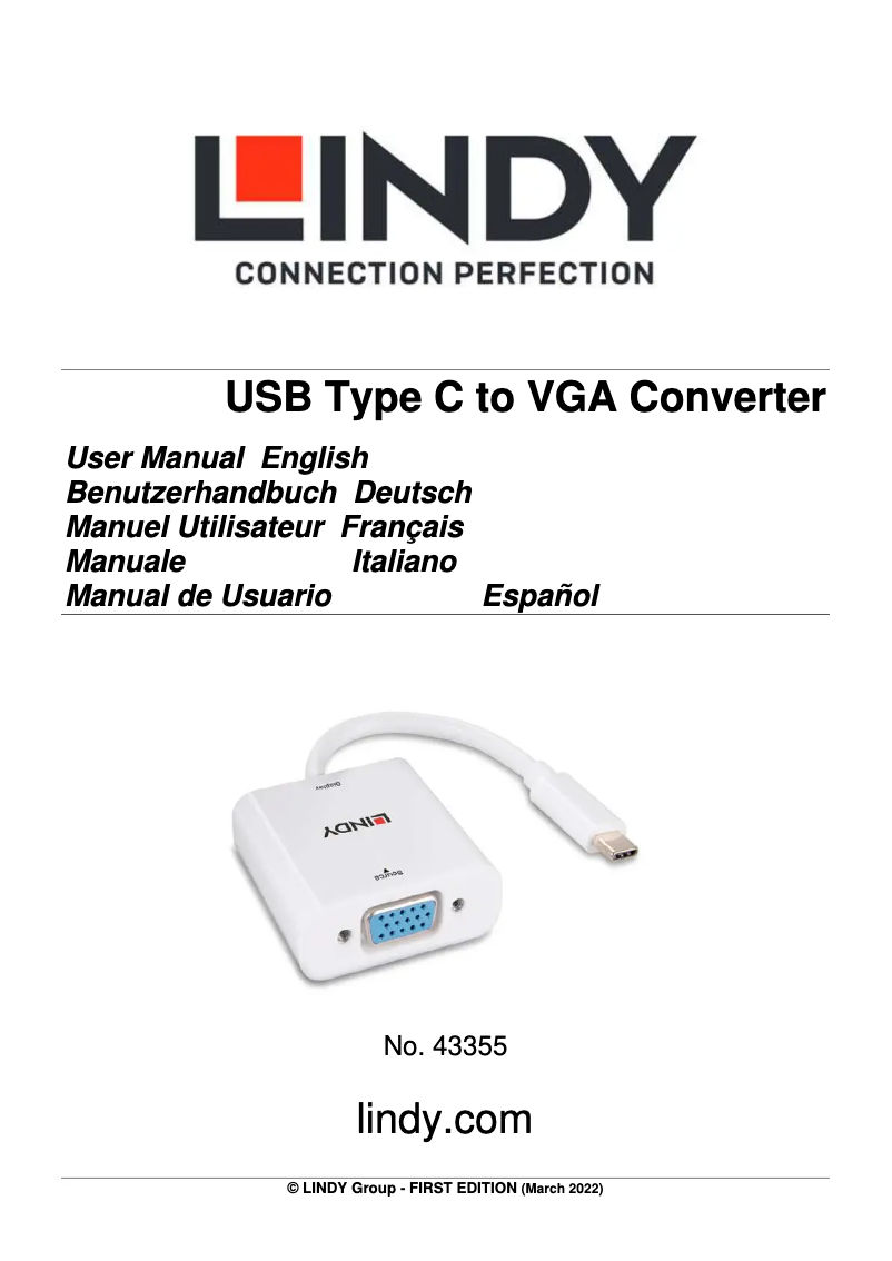 Page 1 de la notice Manuel utilisateur Lindy 43355