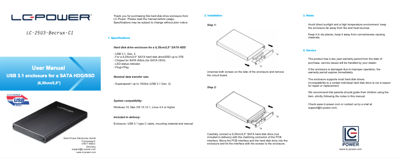 Page 1 de la notice Manuel utilisateur LC-Power LC-25U3-Becrux-C1