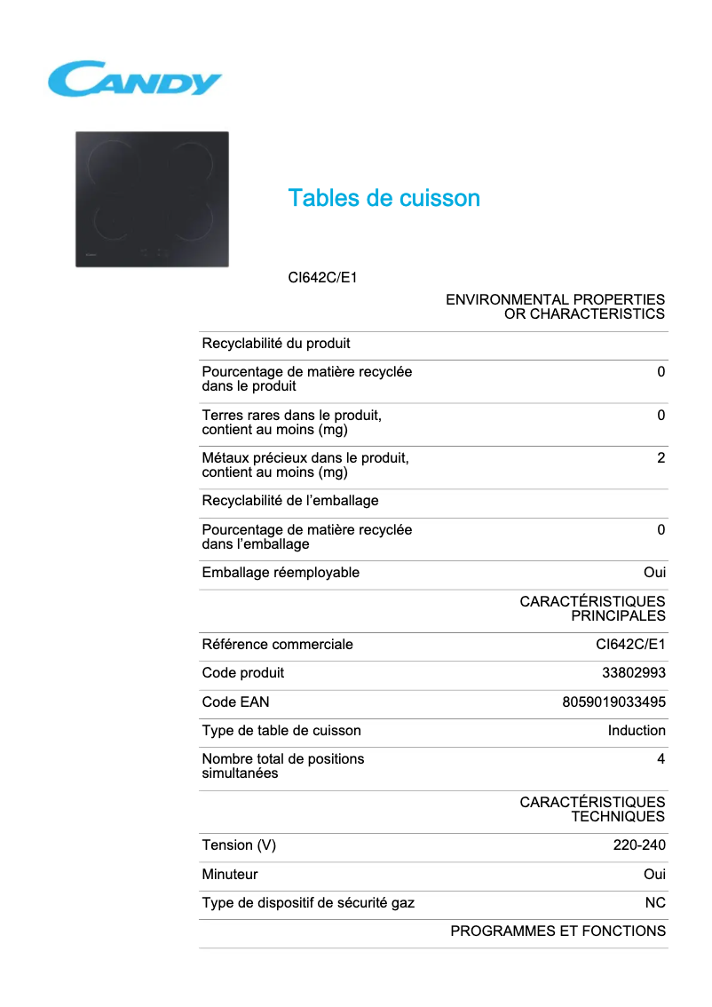 Image de la première page du manuel de l'appareil CI642C/E1