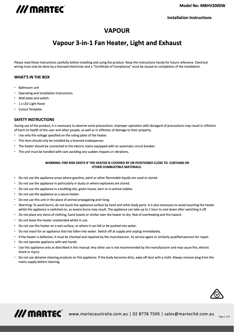 Image de la première page du manuel de l'appareil Vapour