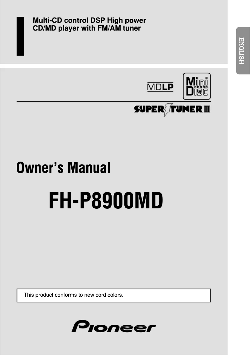 Page n°1 - Manuel utilisateur Pioneer FH-P8900MD