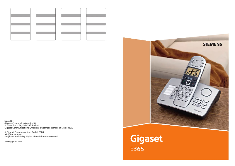 Page n°1 - Manuel utilisateur Gigaset E365