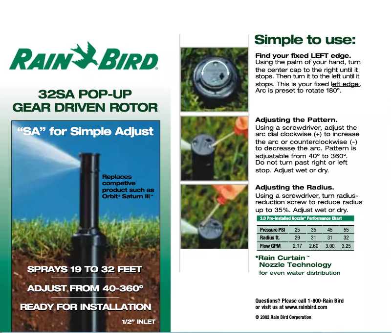 Page n°1 - Manuel utilisateur Rain Bird 32SA