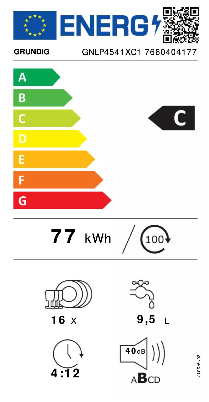 Page n°1 - Label énergétique Grundig GNLP 4541 XC1