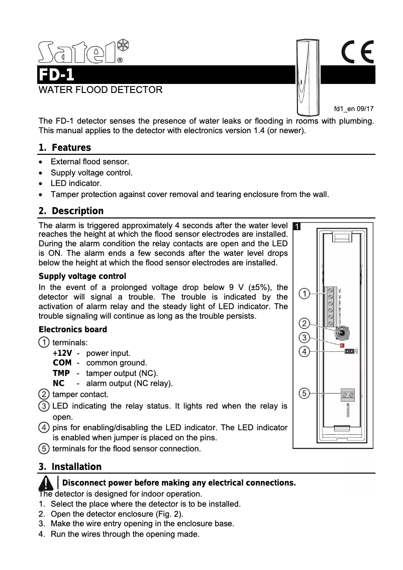 Page 1 de la notice Manuel utilisateur Satel FD-1