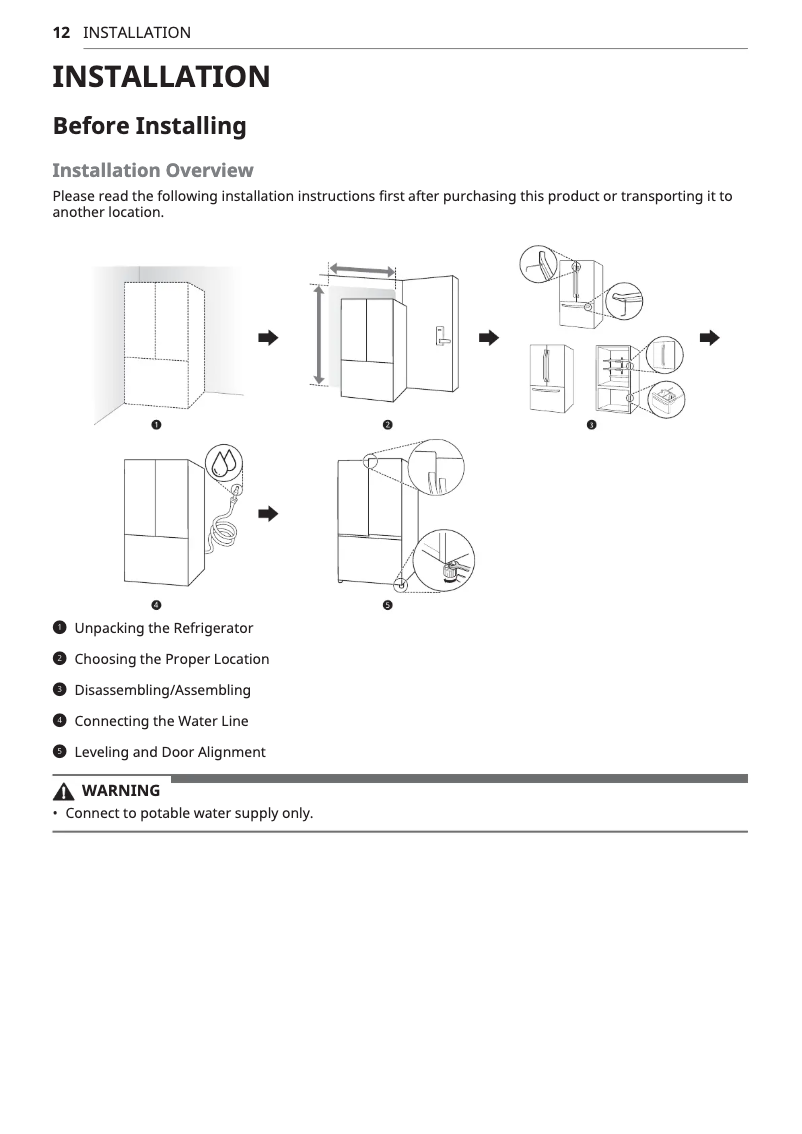 Page 1 de la notice Guide d'installation LG LMXS28626S