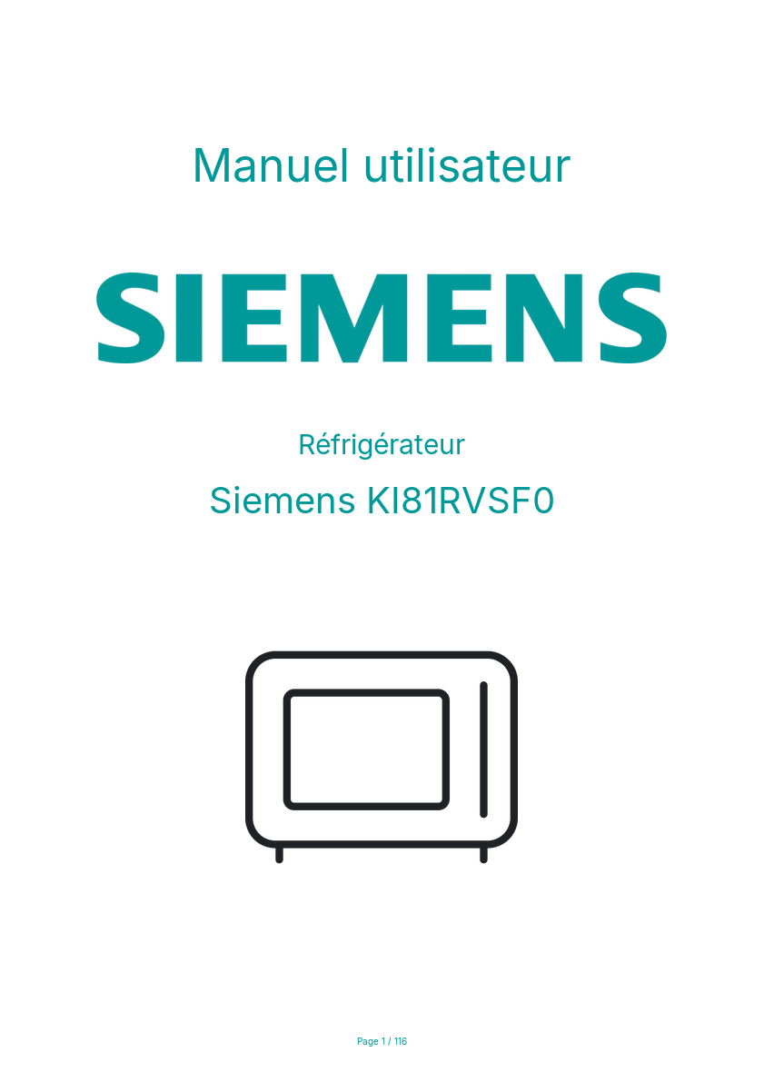 Page n°1 - Manuel utilisateur Siemens KI81RVSF0