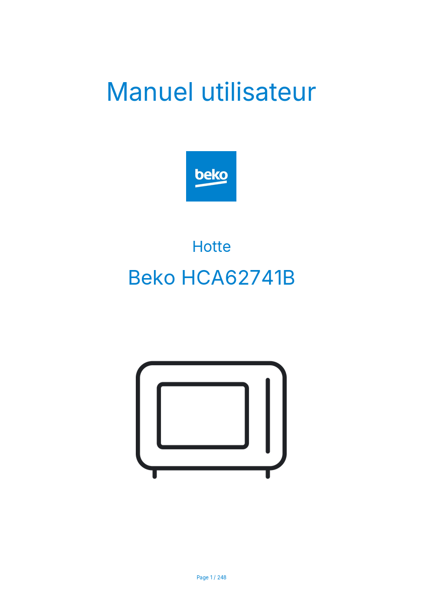 Image de la première page du manuel de l'appareil HCA62741B