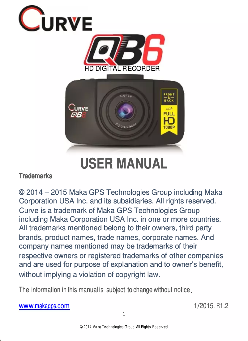 Page 1 of the manual User Manual Curve QB6