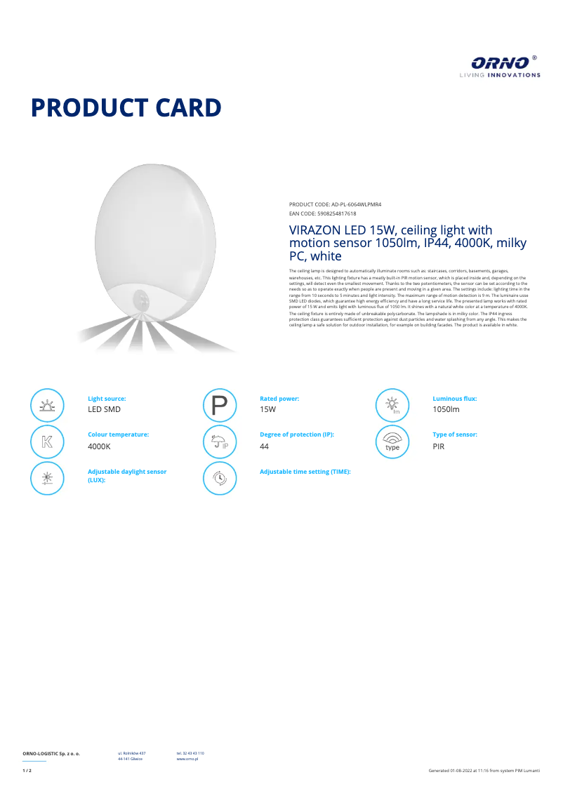 Image de la première page du manuel de l'appareil AD-PL-6064WLPMR4