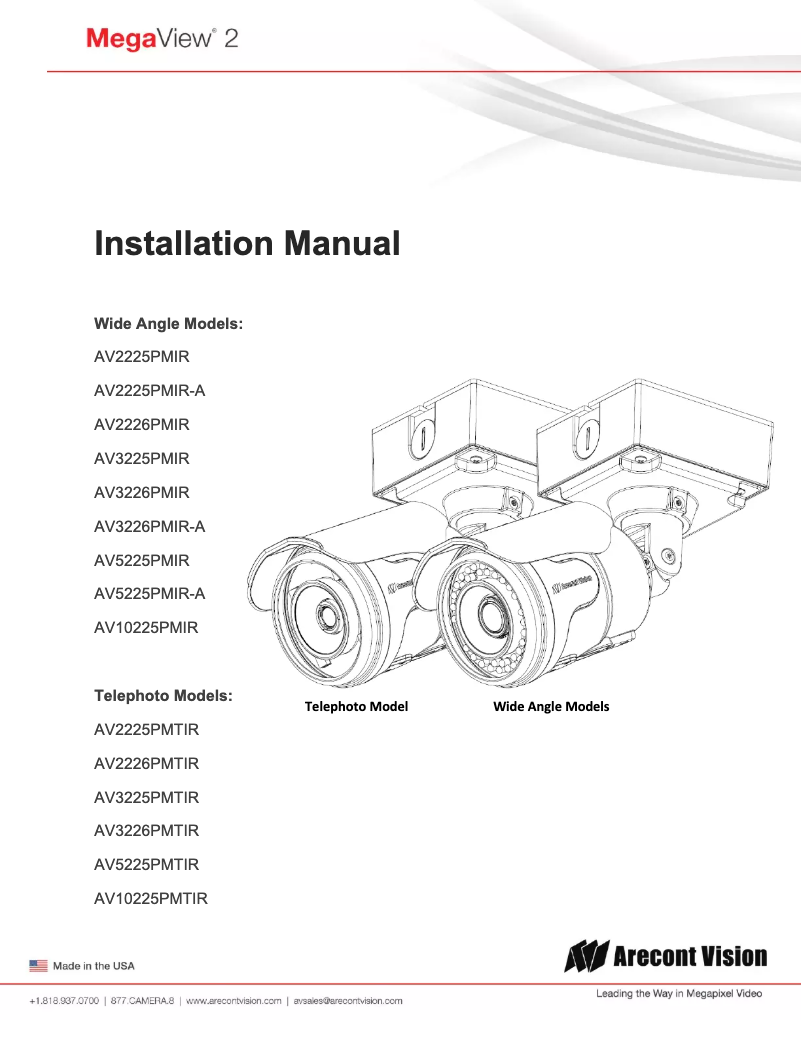 Page n°1 - Manuel utilisateur Arecont Vision AV2226PMIR