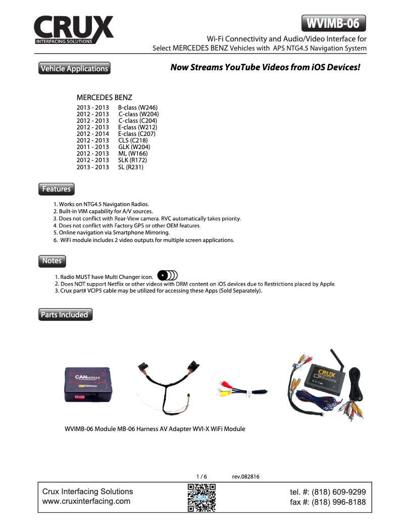 Page n°1 - Manuel utilisateur CRUX WVIMB-06