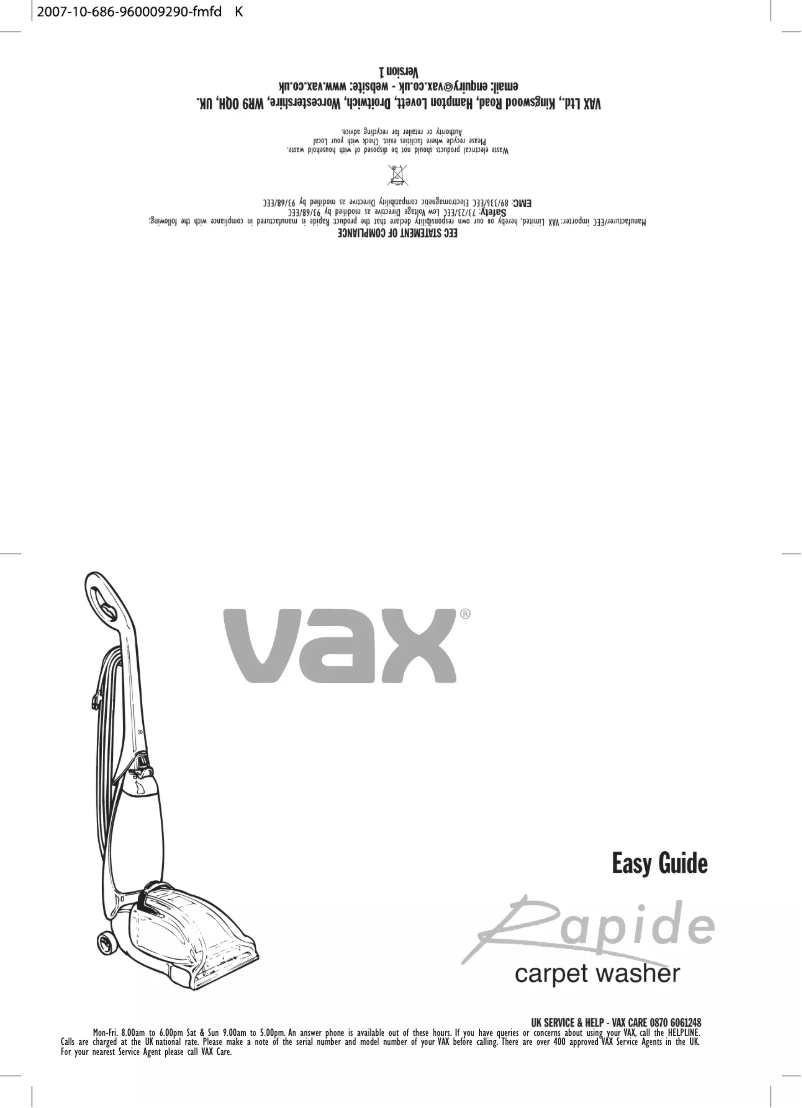 Imagen de la primera página del manual del dispositivo Rapide CCW-301