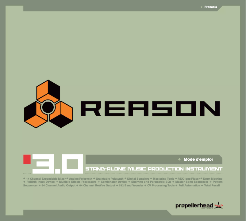 Page 1 de la notice Manuel utilisateur Propellerhead Reason 3.0