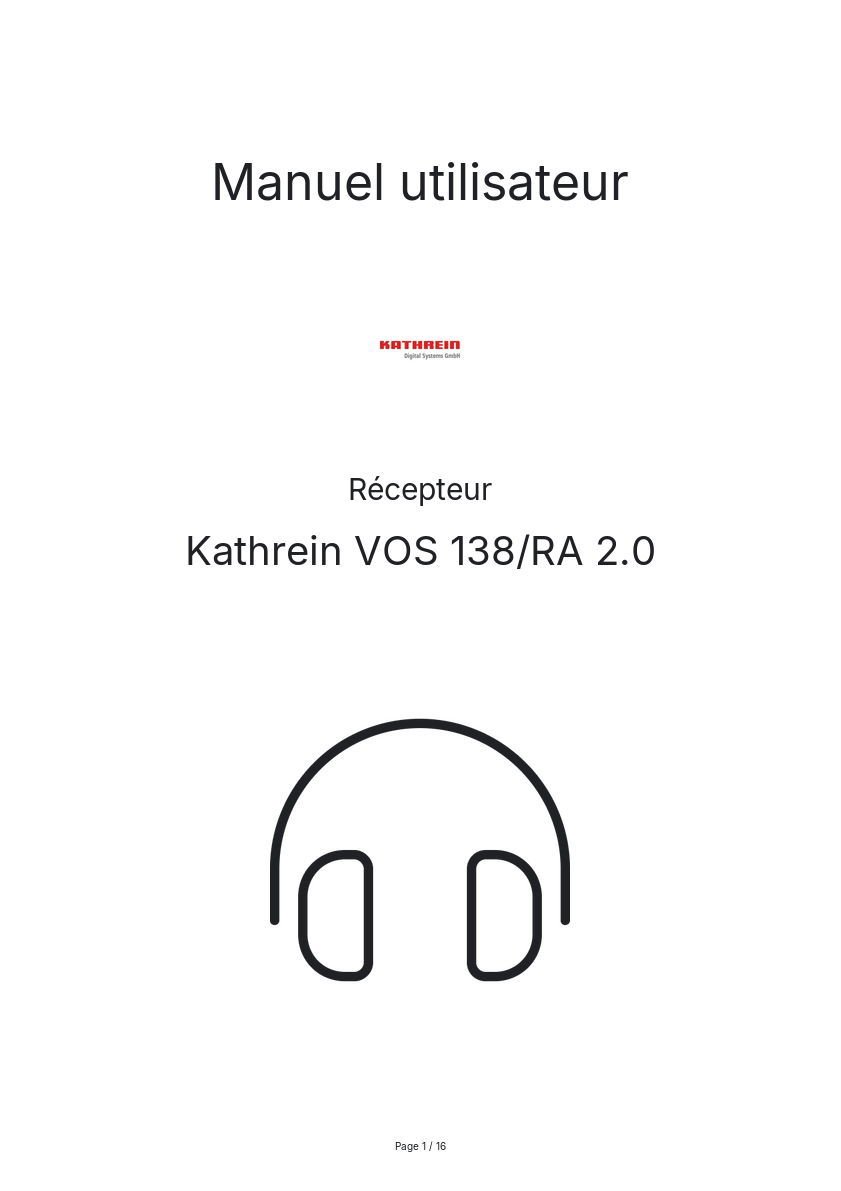 Image de la première page du manuel de l'appareil VOS 138/RA 2.0