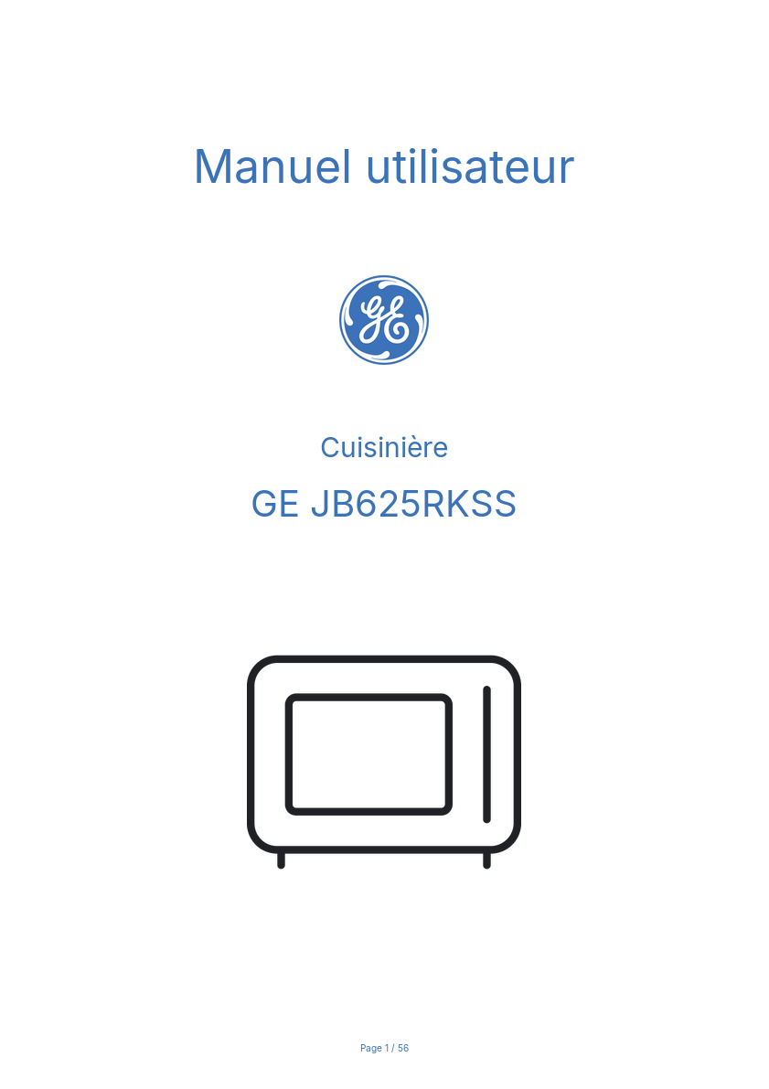 Page n°1 - Manuel utilisateur GE JB625RKSS