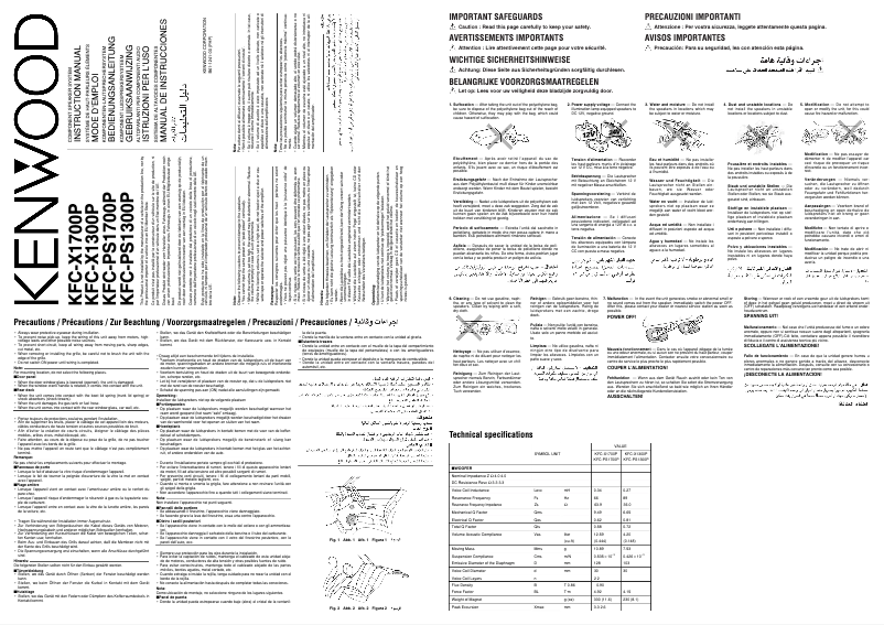 Page 1 de la notice Manuel utilisateur Kenwood KFC-X1300P