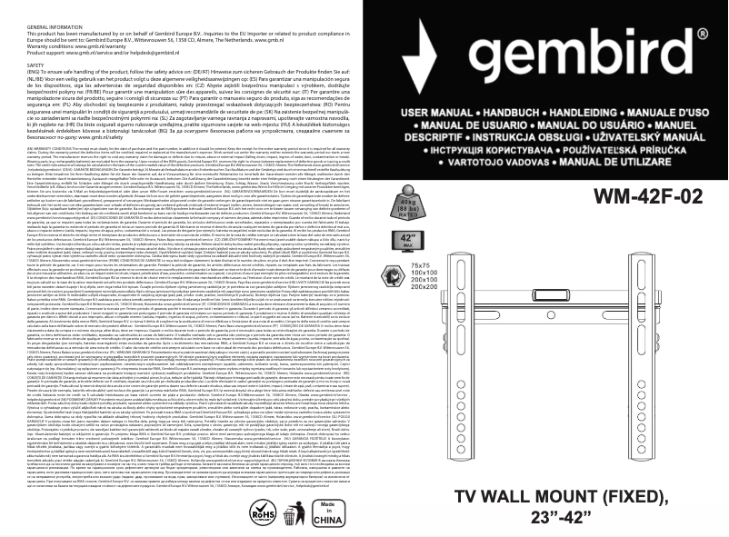 Page n°1 - Manuel utilisateur Gembird WM-42F-02
