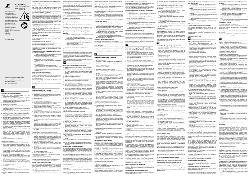 Page n°1 - Instructions de sécurité Sennheiser IE 500 PRO