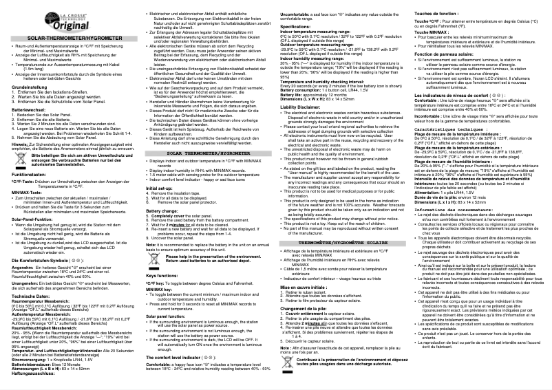 Image de la première page du manuel de l'appareil WT140