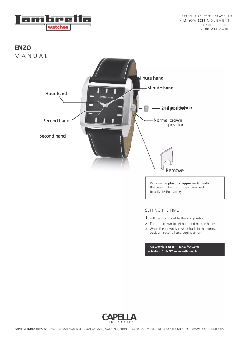 Page 1 of the manual User Manual Lambretta Enzo