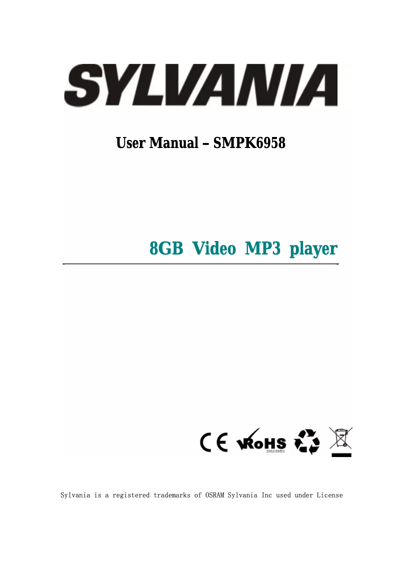 Page 1 de la notice Manuel utilisateur Sylvania SMPK6958