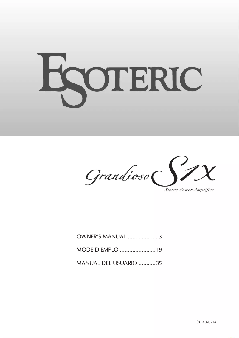 Page n°1 - Manuel utilisateur Esoteric Grandioso S1X