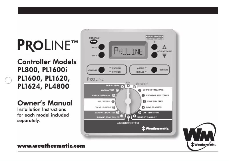 Page n°1 - Manuel utilisateur Weathermatic ProLine PL800